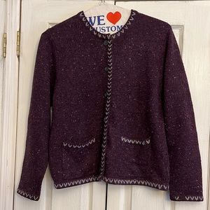 Woolrich Purple Amethyst Heather Cardigan Sweater Size Medium